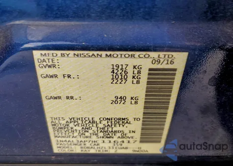 2017 Nissan Altima 2.5 z USA, uszkodzony, nr VIN 1N4AL3AP7HC116417